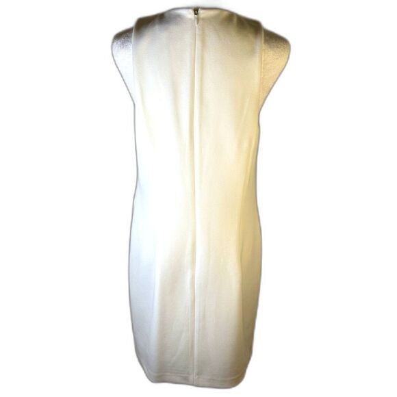 Betsy Johnson Dress Wm's 8 White Sheath Dress W/Embroidered Flowers Fully Lined - Picture 3 of 12